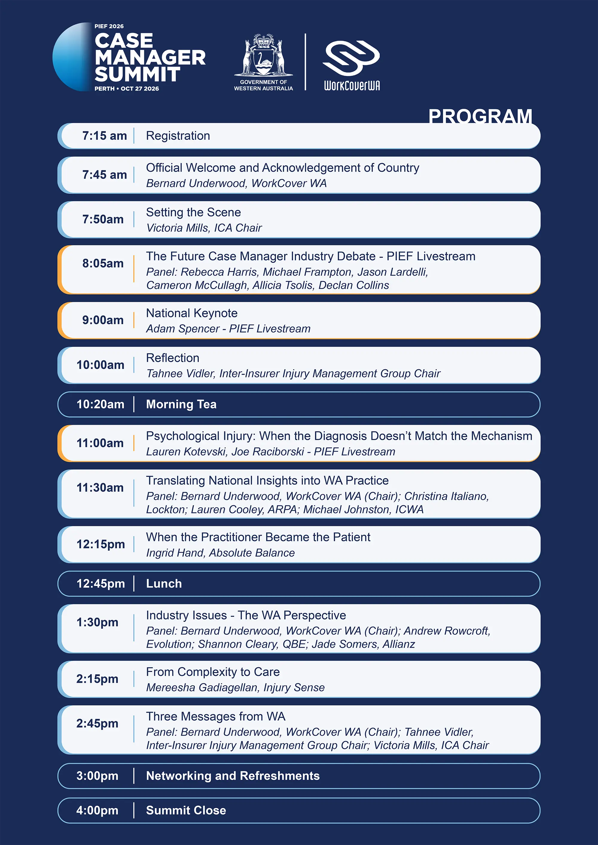 PIEF WA Case Manager Summit program